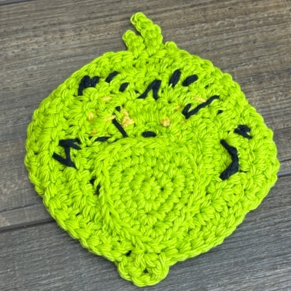 Grinch‎ Coasters Christmas Holiday Handcrafted Crochet by Seller Cotton